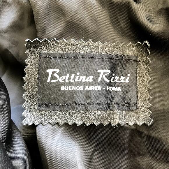 BETTINA RIZZI VTG Leather Coat Men L Black Custom Retro Grunge Goth Y2K Matrix - Picture 11 of 13